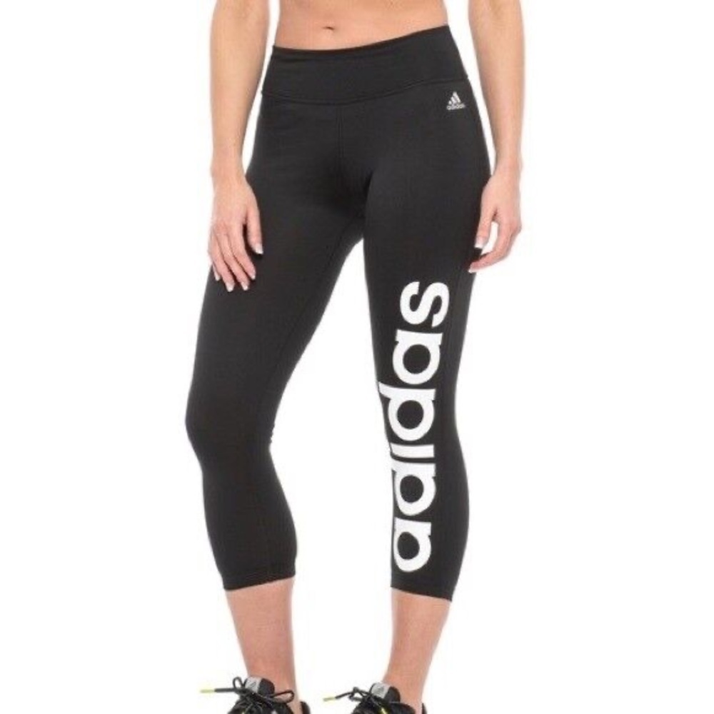 adidas Black Cropped Logo Leggings